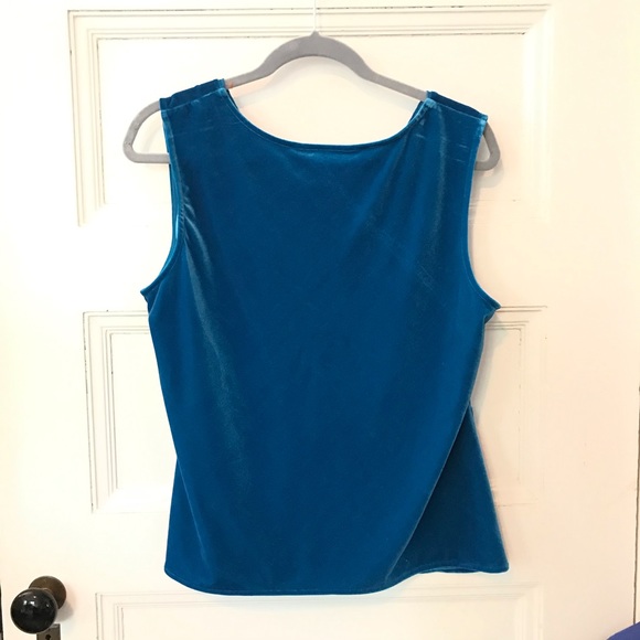 George Turquoise Blue Stretch Velvet Cami Top - Picture 10 of 11